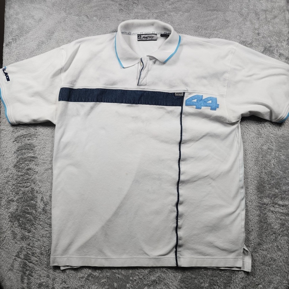 VINTAGE Johnny Blaze Polo Shirt Mens 2XL White Method Man Wu Tang Streetwear 44